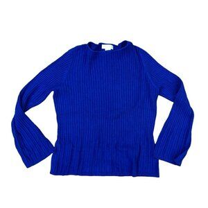 WORTHINGTON Ribbed Pullover Sweater Women's XL Blue Vintage Long Sleeve​​​​​​​